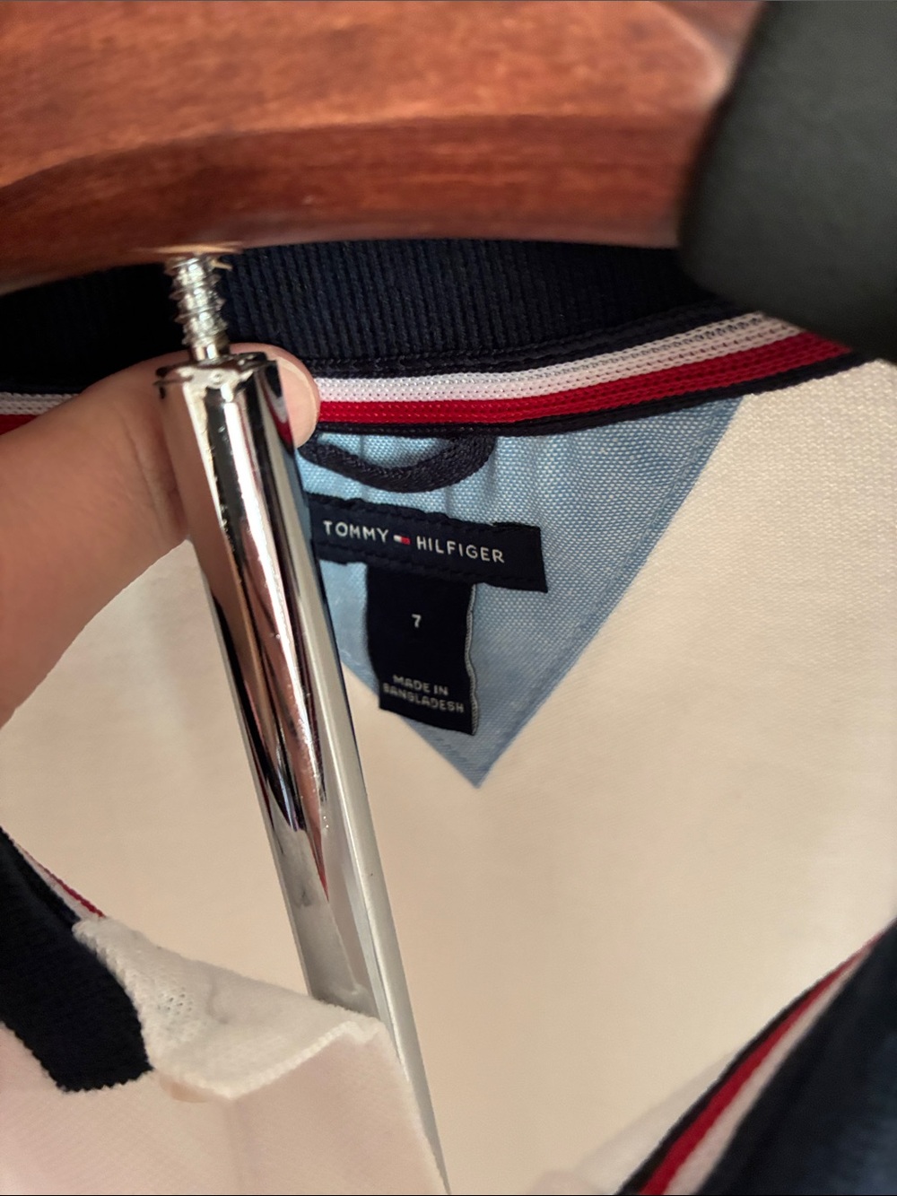 Tommy Hilfiger White Polo with Red & Navy Accents - Picture 2 of 5